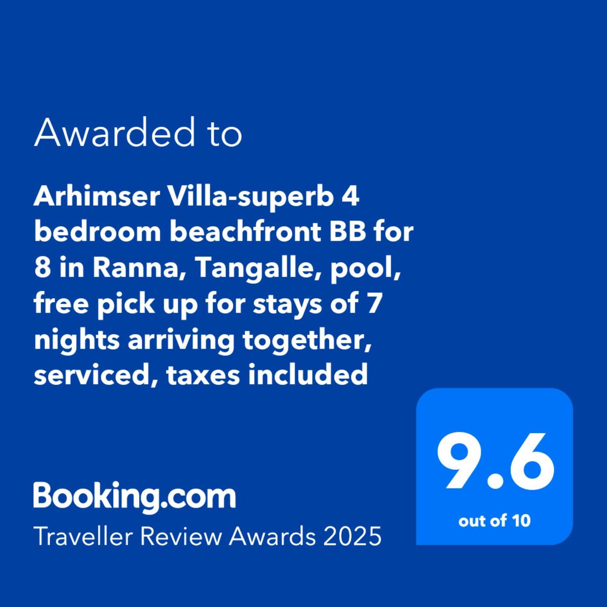 Arhimser Villa-Superb 4 Bedroom Beachfront For 8 In Ranna, Tangalle, Bb, Pool, Free Pick Up For 7 Night Stays Arriving Together, Serviced, Taxes Included Exterior photo